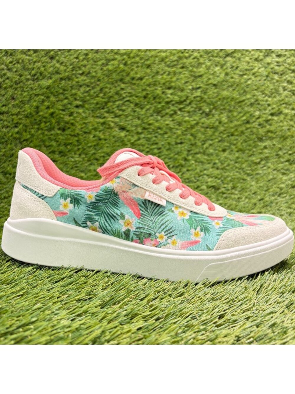 Kizik Hands Free Low Top Womens Size 9 Teal Pink Cream Athletic Shoes Sneakers